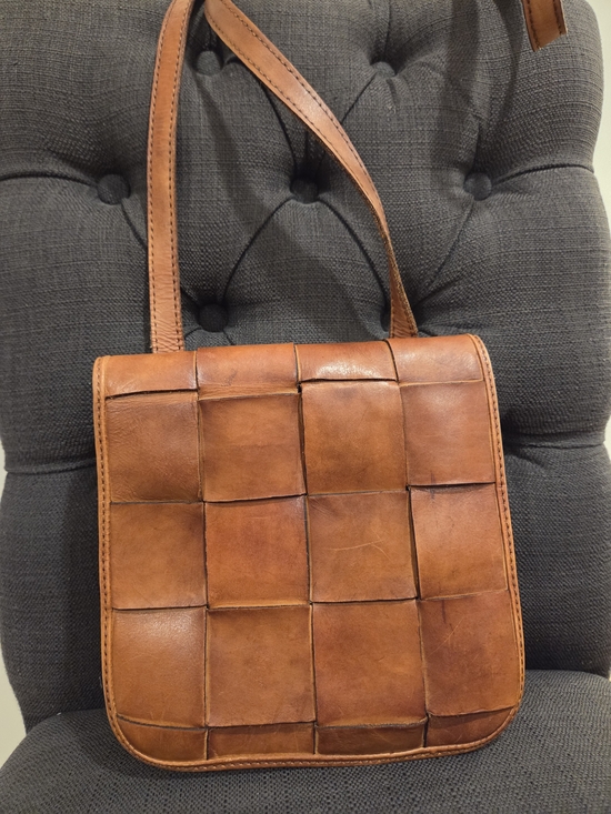 Patricia Nash Handbags - Patricia Nash Vitellia Bag Crossbody Women Small Tan Woven Leather Block Boho